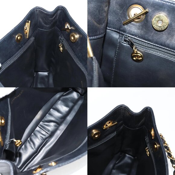 CHANEL Matelasse Chain Shoulder Bag Lamb Skin Black Gold CC Auth yk18208 - Picture 13 of 15